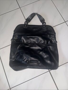 Nine West Black Leather Laptop Tote